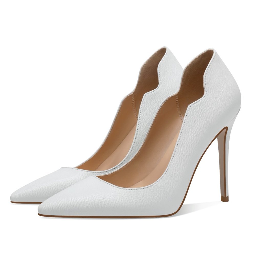 Petit Cadeau Lavinia - Sexy Slip on Pumps with 4" Heels. White La Croisee. NEW! - Picture 2 of 7